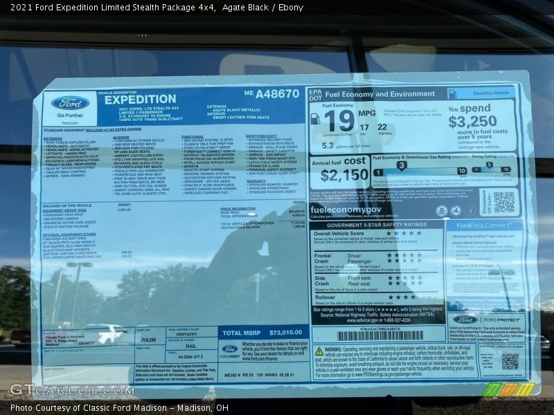  2021 Expedition Limited Stealth Package 4x4 Window Sticker