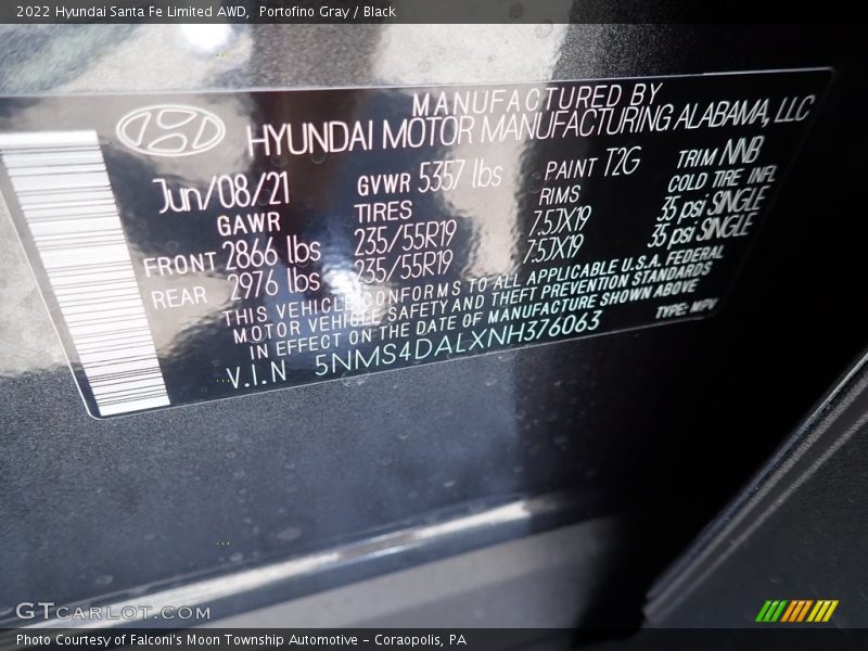 Portofino Gray / Black 2022 Hyundai Santa Fe Limited AWD