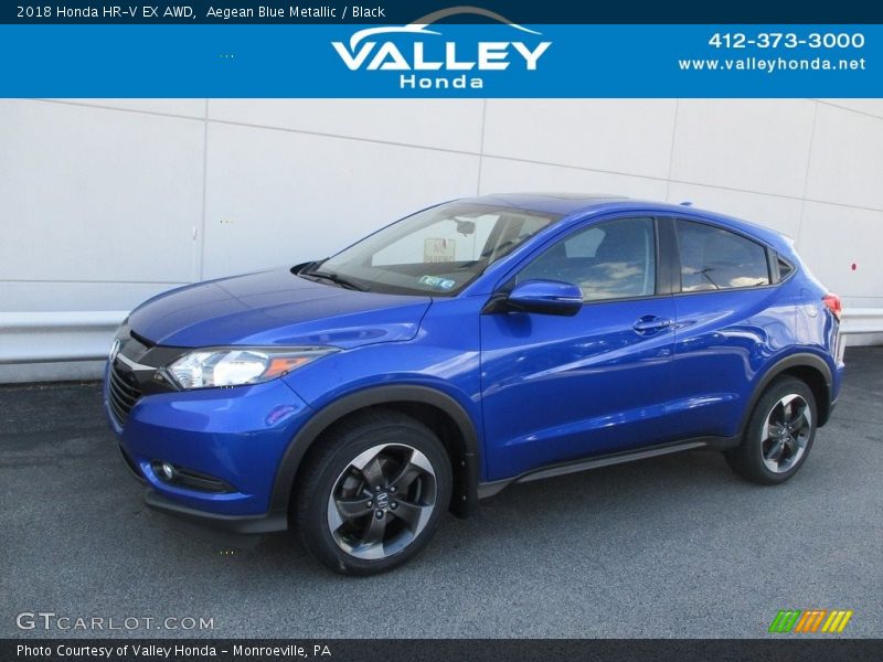 Aegean Blue Metallic / Black 2018 Honda HR-V EX AWD