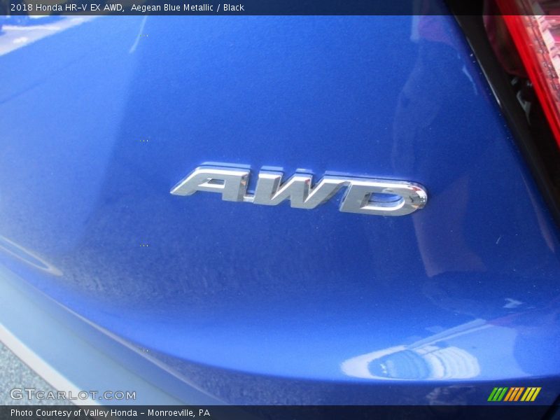 Aegean Blue Metallic / Black 2018 Honda HR-V EX AWD