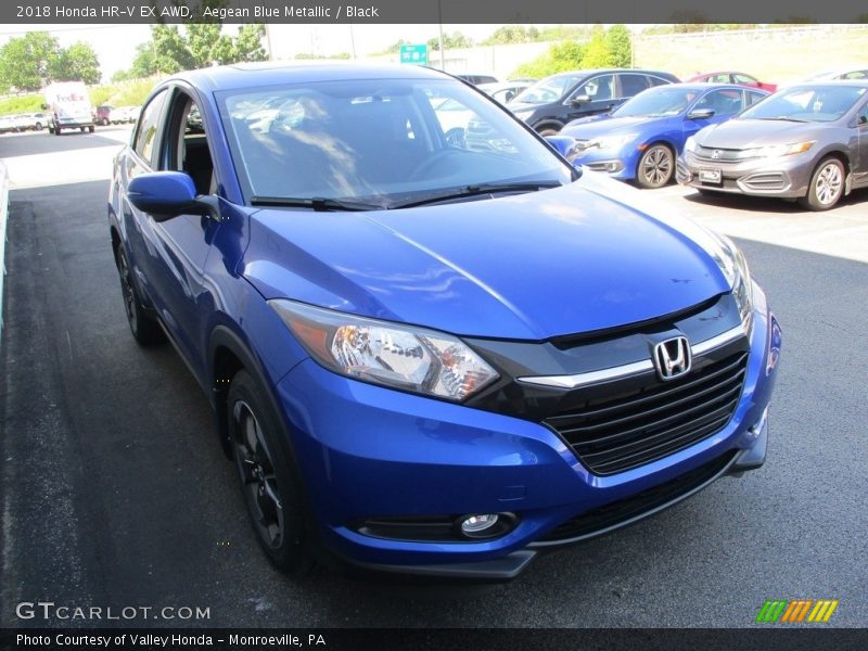 Aegean Blue Metallic / Black 2018 Honda HR-V EX AWD