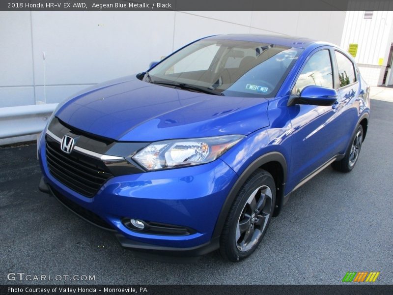 Aegean Blue Metallic / Black 2018 Honda HR-V EX AWD