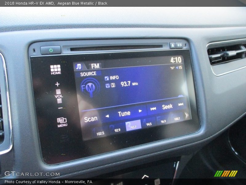 Aegean Blue Metallic / Black 2018 Honda HR-V EX AWD