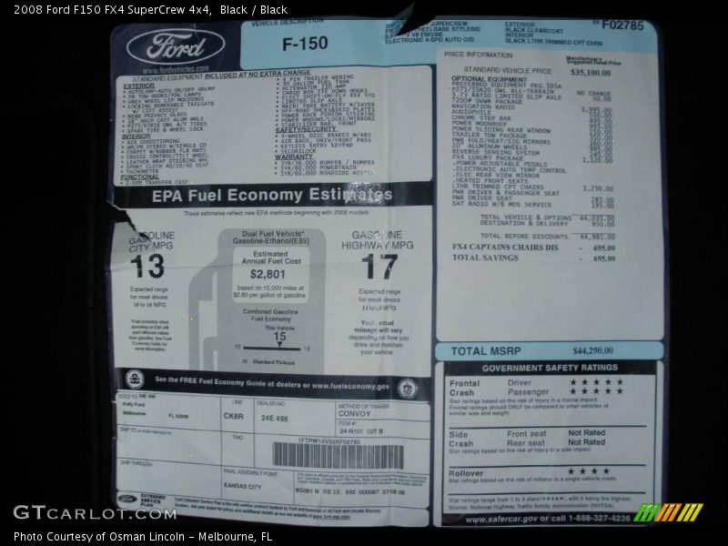 Black / Black 2008 Ford F150 FX4 SuperCrew 4x4