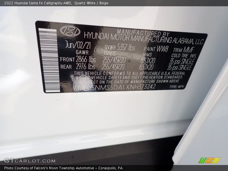 Quartz White / Beige 2022 Hyundai Santa Fe Calligraphy AWD
