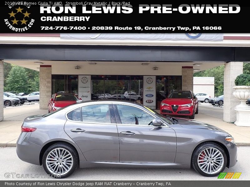 Stromboli Gray Metallic / Black/Red 2018 Alfa Romeo Giulia Ti AWD