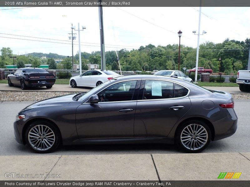 Stromboli Gray Metallic / Black/Red 2018 Alfa Romeo Giulia Ti AWD