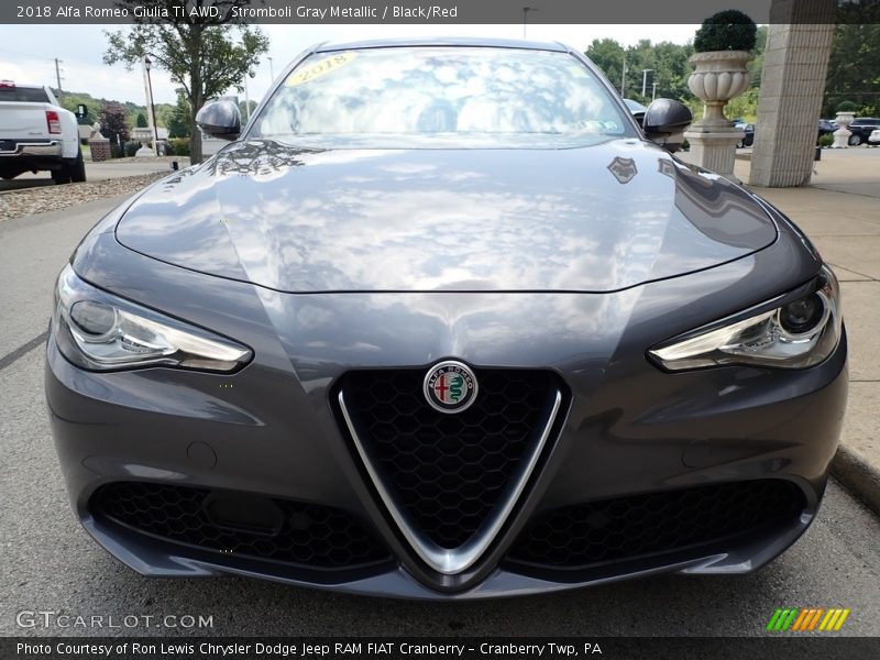 Stromboli Gray Metallic / Black/Red 2018 Alfa Romeo Giulia Ti AWD