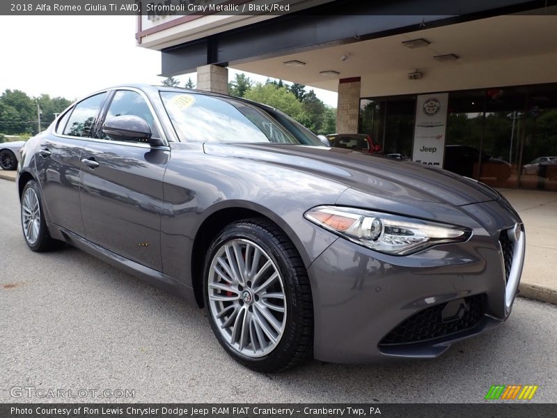 Stromboli Gray Metallic / Black/Red 2018 Alfa Romeo Giulia Ti AWD