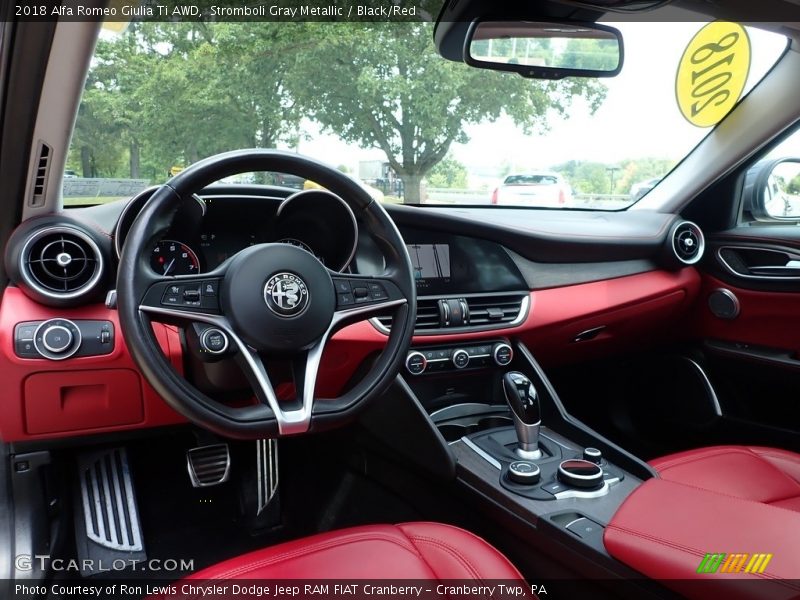 Stromboli Gray Metallic / Black/Red 2018 Alfa Romeo Giulia Ti AWD