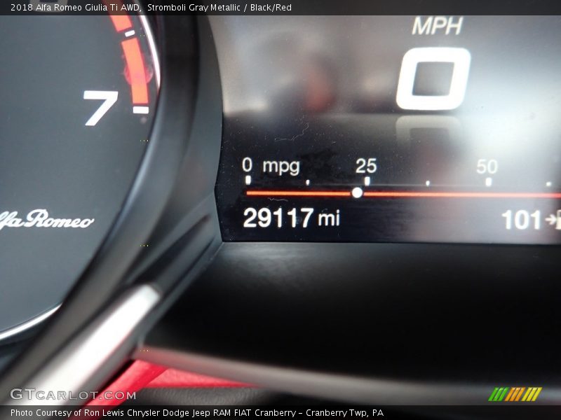 Stromboli Gray Metallic / Black/Red 2018 Alfa Romeo Giulia Ti AWD