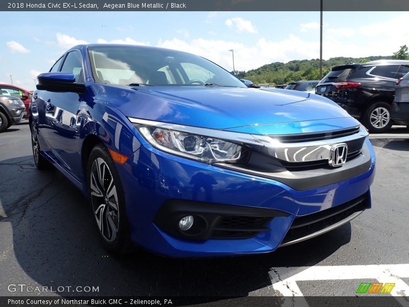 Aegean Blue Metallic / Black 2018 Honda Civic EX-L Sedan