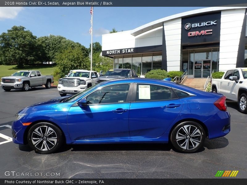 Aegean Blue Metallic / Black 2018 Honda Civic EX-L Sedan