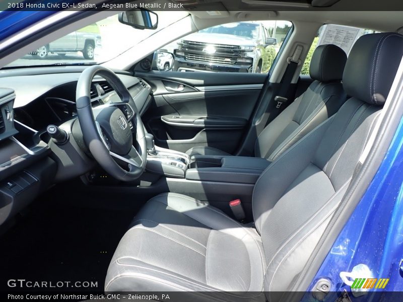 Aegean Blue Metallic / Black 2018 Honda Civic EX-L Sedan