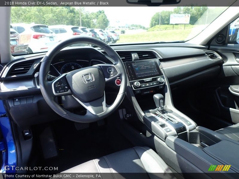 Aegean Blue Metallic / Black 2018 Honda Civic EX-L Sedan