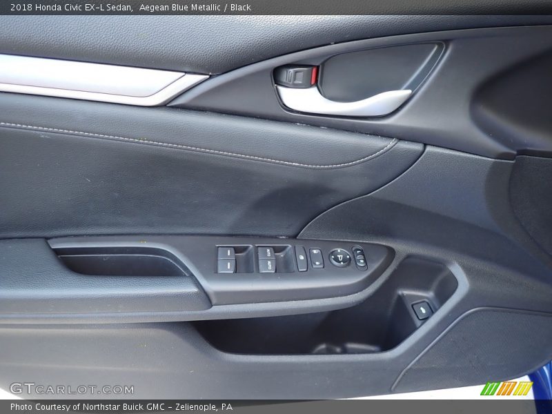 Aegean Blue Metallic / Black 2018 Honda Civic EX-L Sedan