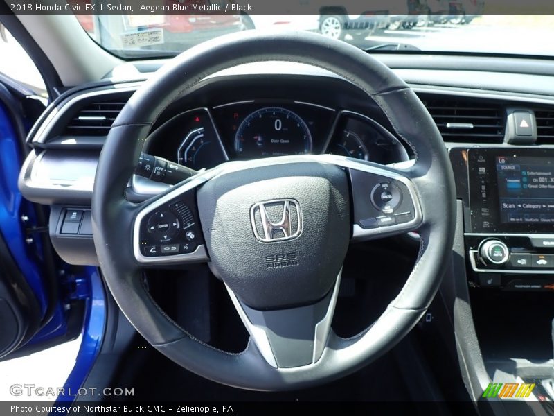 Aegean Blue Metallic / Black 2018 Honda Civic EX-L Sedan