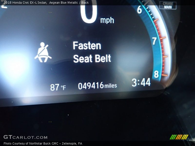 Aegean Blue Metallic / Black 2018 Honda Civic EX-L Sedan