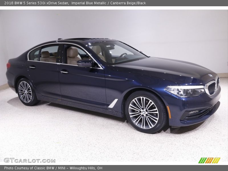 Imperial Blue Metallic / Canberra Beige/Black 2018 BMW 5 Series 530i xDrive Sedan