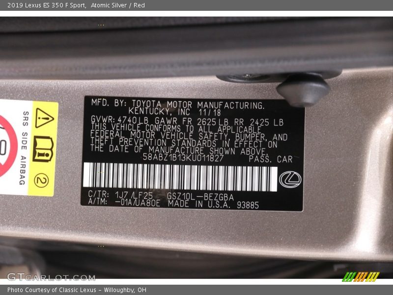 Atomic Silver / Red 2019 Lexus ES 350 F Sport