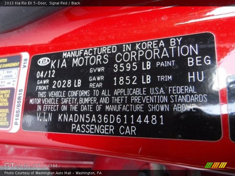 Signal Red / Black 2013 Kia Rio EX 5-Door