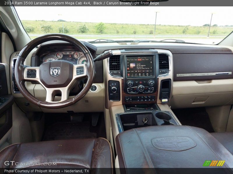 Black / Canyon Brown/Light Frost Beige 2014 Ram 3500 Laramie Longhorn Mega Cab 4x4
