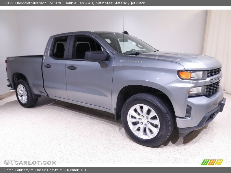 Satin Steel Metallic / Jet Black 2019 Chevrolet Silverado 1500 WT Double Cab 4WD