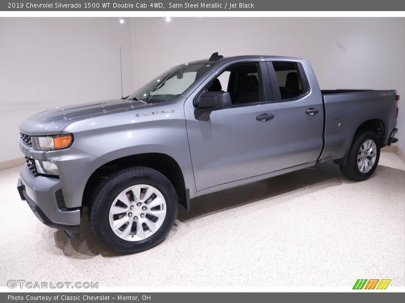 Satin Steel Metallic / Jet Black 2019 Chevrolet Silverado 1500 WT Double Cab 4WD