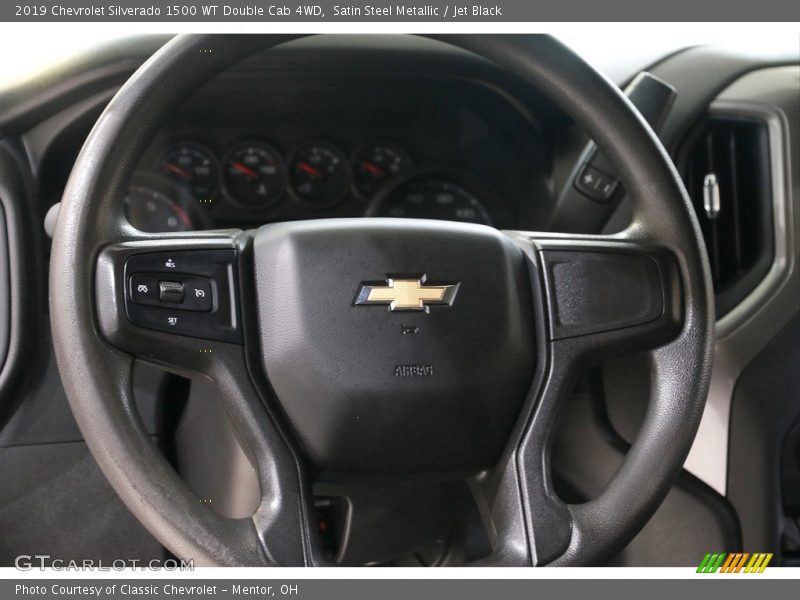 Satin Steel Metallic / Jet Black 2019 Chevrolet Silverado 1500 WT Double Cab 4WD