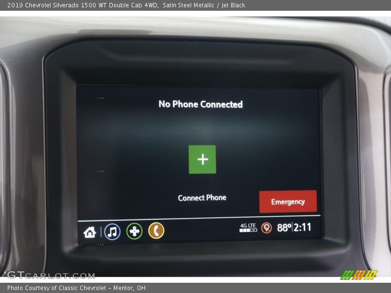 Satin Steel Metallic / Jet Black 2019 Chevrolet Silverado 1500 WT Double Cab 4WD