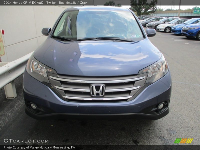 Twilight Blue Metallic / Gray 2014 Honda CR-V EX AWD