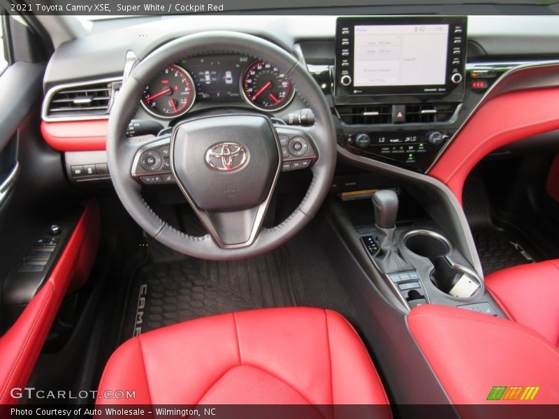 Super White / Cockpit Red 2021 Toyota Camry XSE