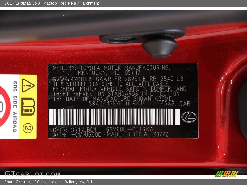 Matador Red Mica / Parchment 2017 Lexus ES 350