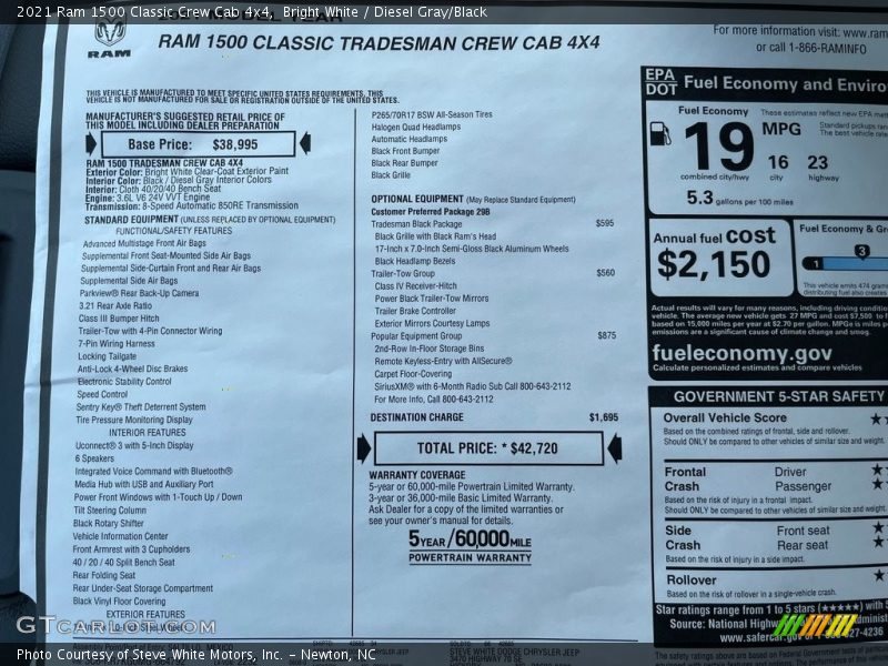 Bright White / Diesel Gray/Black 2021 Ram 1500 Classic Crew Cab 4x4