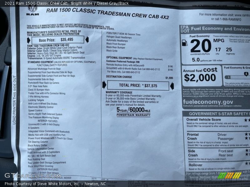 Bright White / Diesel Gray/Black 2021 Ram 1500 Classic Crew Cab