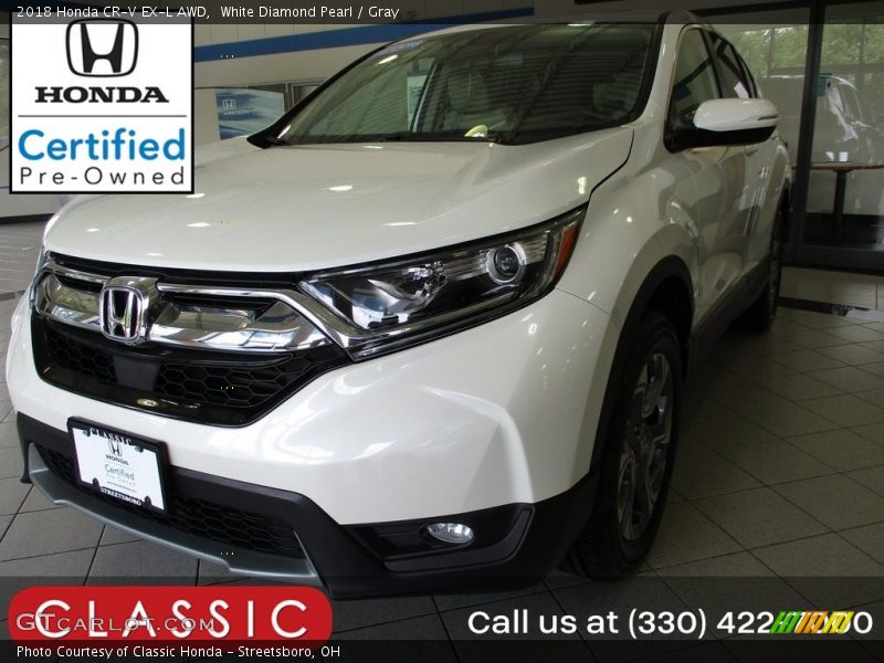 White Diamond Pearl / Gray 2018 Honda CR-V EX-L AWD