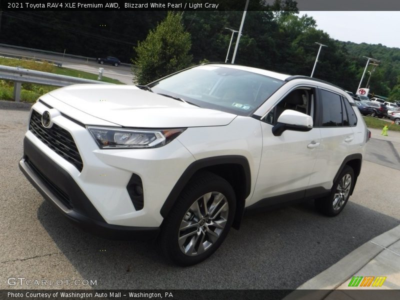 Blizzard White Pearl / Light Gray 2021 Toyota RAV4 XLE Premium AWD