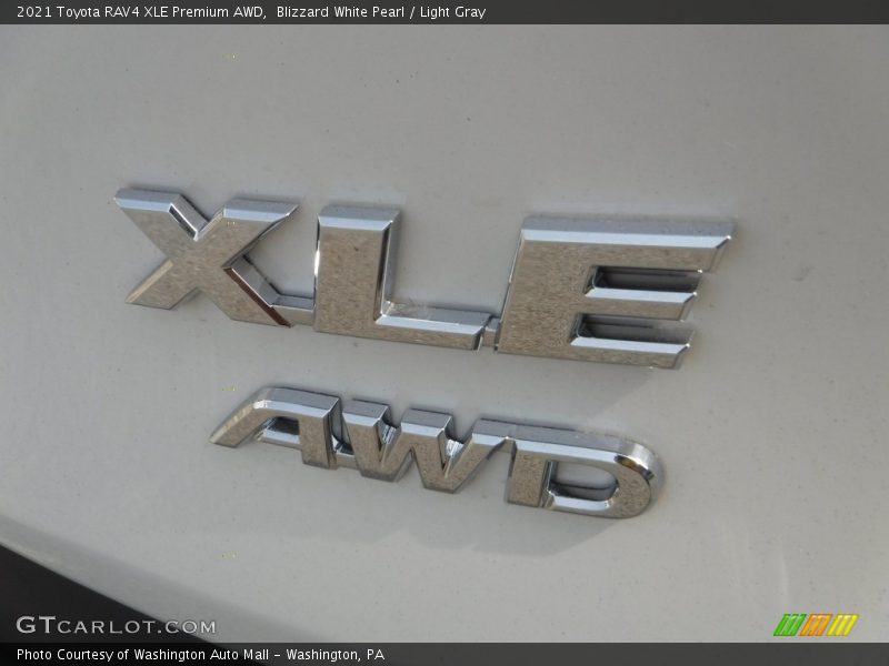 Blizzard White Pearl / Light Gray 2021 Toyota RAV4 XLE Premium AWD