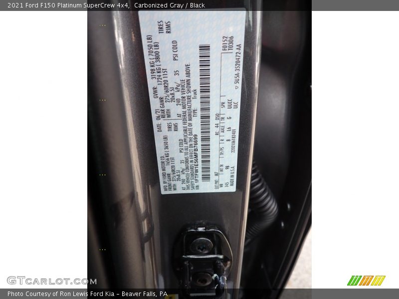 Carbonized Gray / Black 2021 Ford F150 Platinum SuperCrew 4x4