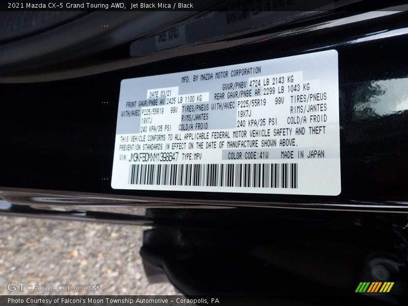 Jet Black Mica / Black 2021 Mazda CX-5 Grand Touring AWD