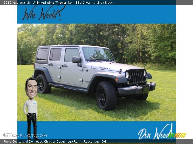 Billet Silver Metallic / Black 2016 Jeep Wrangler Unlimited Willys Wheeler 4x4