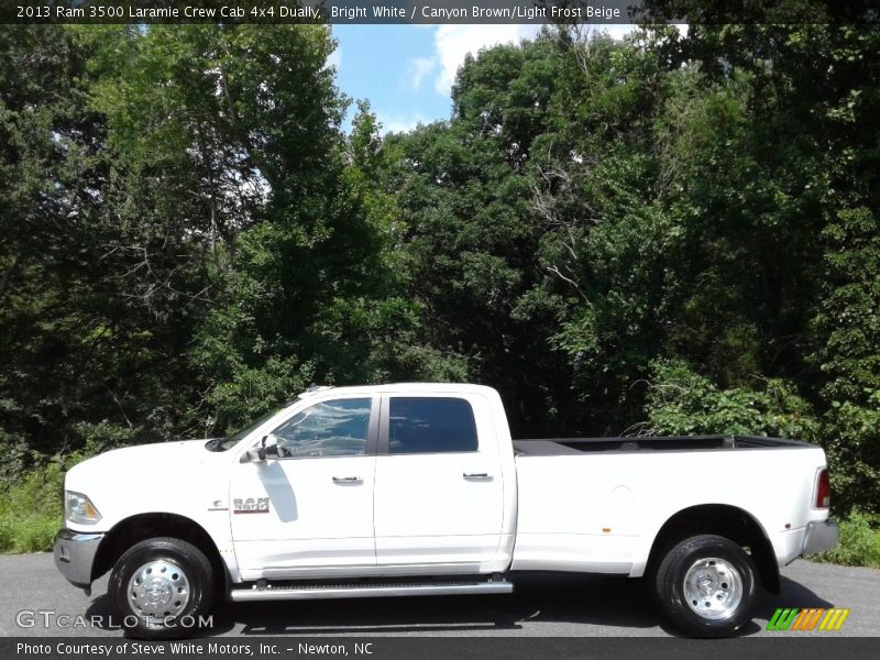 Bright White / Canyon Brown/Light Frost Beige 2013 Ram 3500 Laramie Crew Cab 4x4 Dually