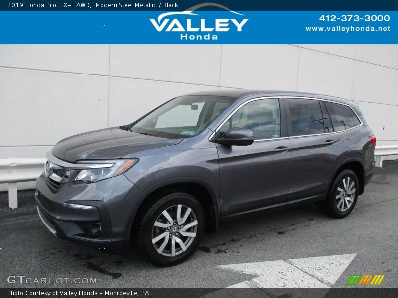 Modern Steel Metallic / Black 2019 Honda Pilot EX-L AWD