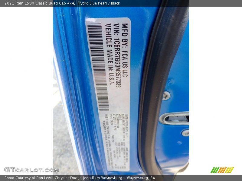 Hydro Blue Pearl / Black 2021 Ram 1500 Classic Quad Cab 4x4