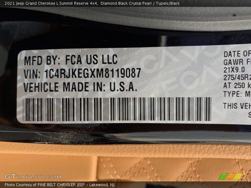 Diamond Black Crystal Pearl / Tupelo/Black 2021 Jeep Grand Cherokee L Summit Reserve 4x4