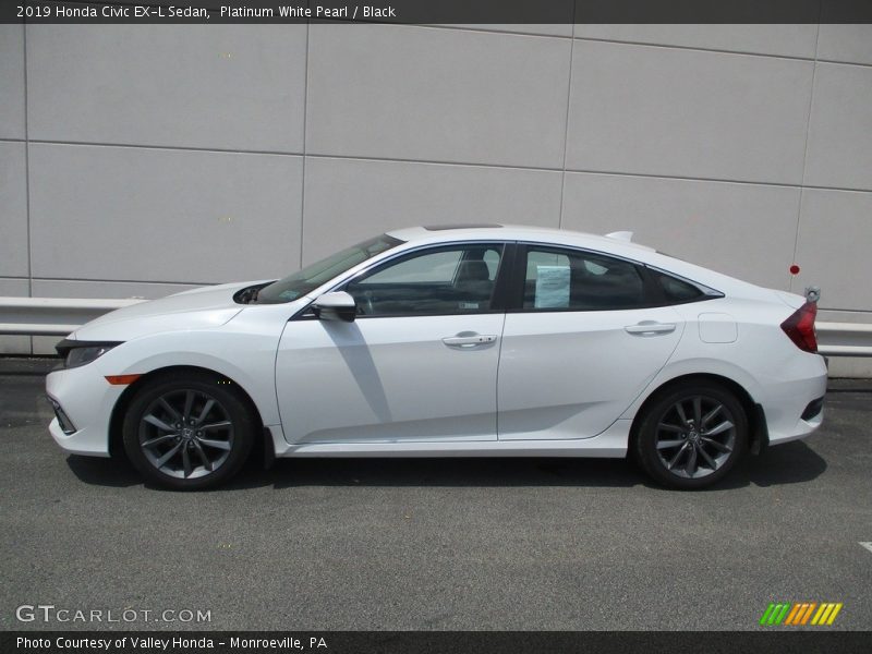 Platinum White Pearl / Black 2019 Honda Civic EX-L Sedan