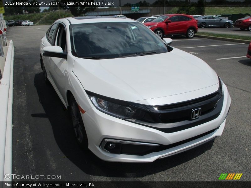 Platinum White Pearl / Black 2019 Honda Civic EX-L Sedan