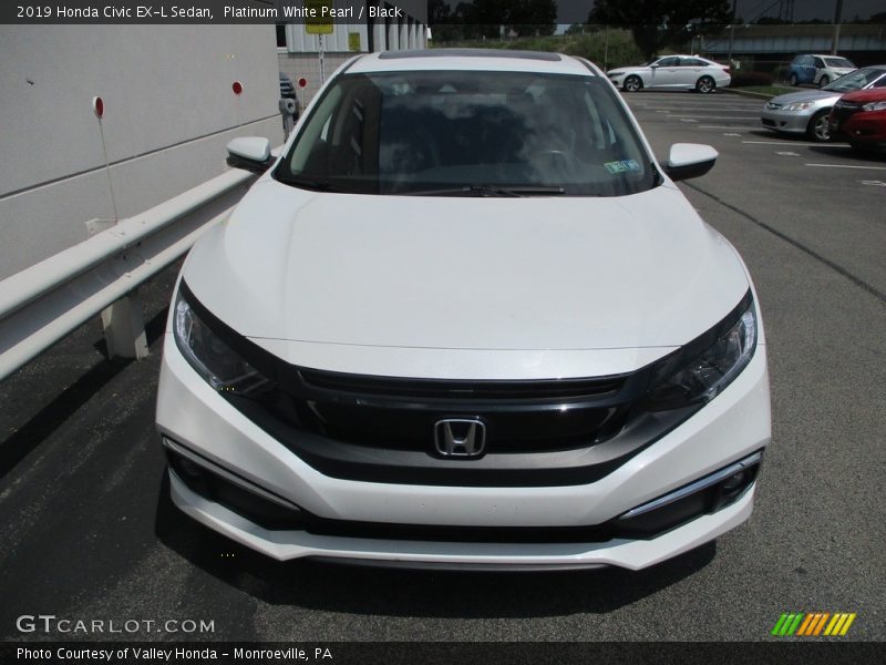 Platinum White Pearl / Black 2019 Honda Civic EX-L Sedan