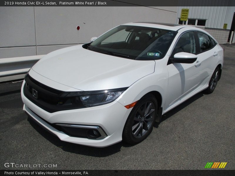 Platinum White Pearl / Black 2019 Honda Civic EX-L Sedan