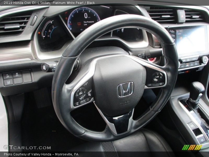 Platinum White Pearl / Black 2019 Honda Civic EX-L Sedan